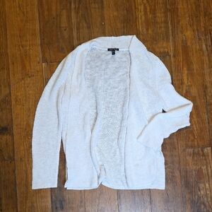 Eileen Fisher White Open-Front Cardigan Organic Linen & Cotton Small